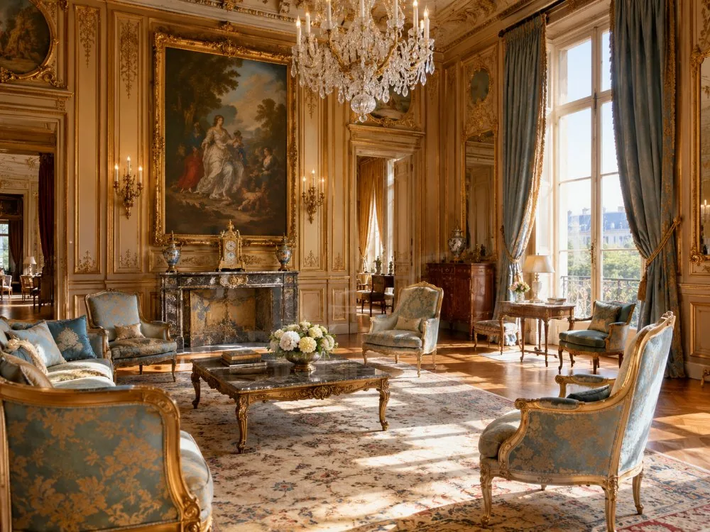 The Jacquemart-André Museum’s grand salon, gilded woodwork and paintings in the morning light
